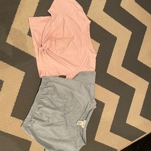 Grey Shoshone crop top and pink crop top